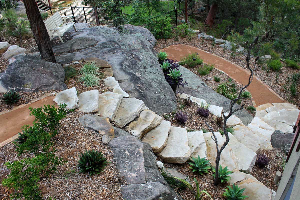 Blaxland Sandstone Stairs over natural rock