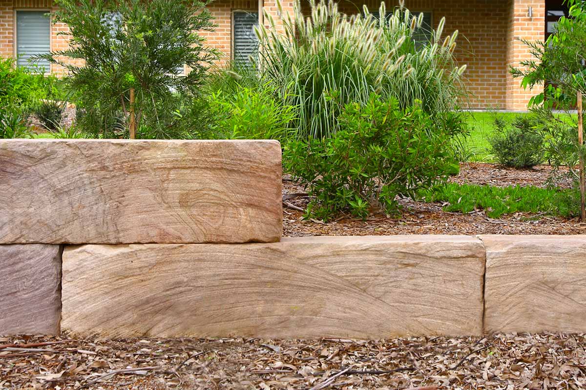 Sandstone Log Retaining Wall Garden