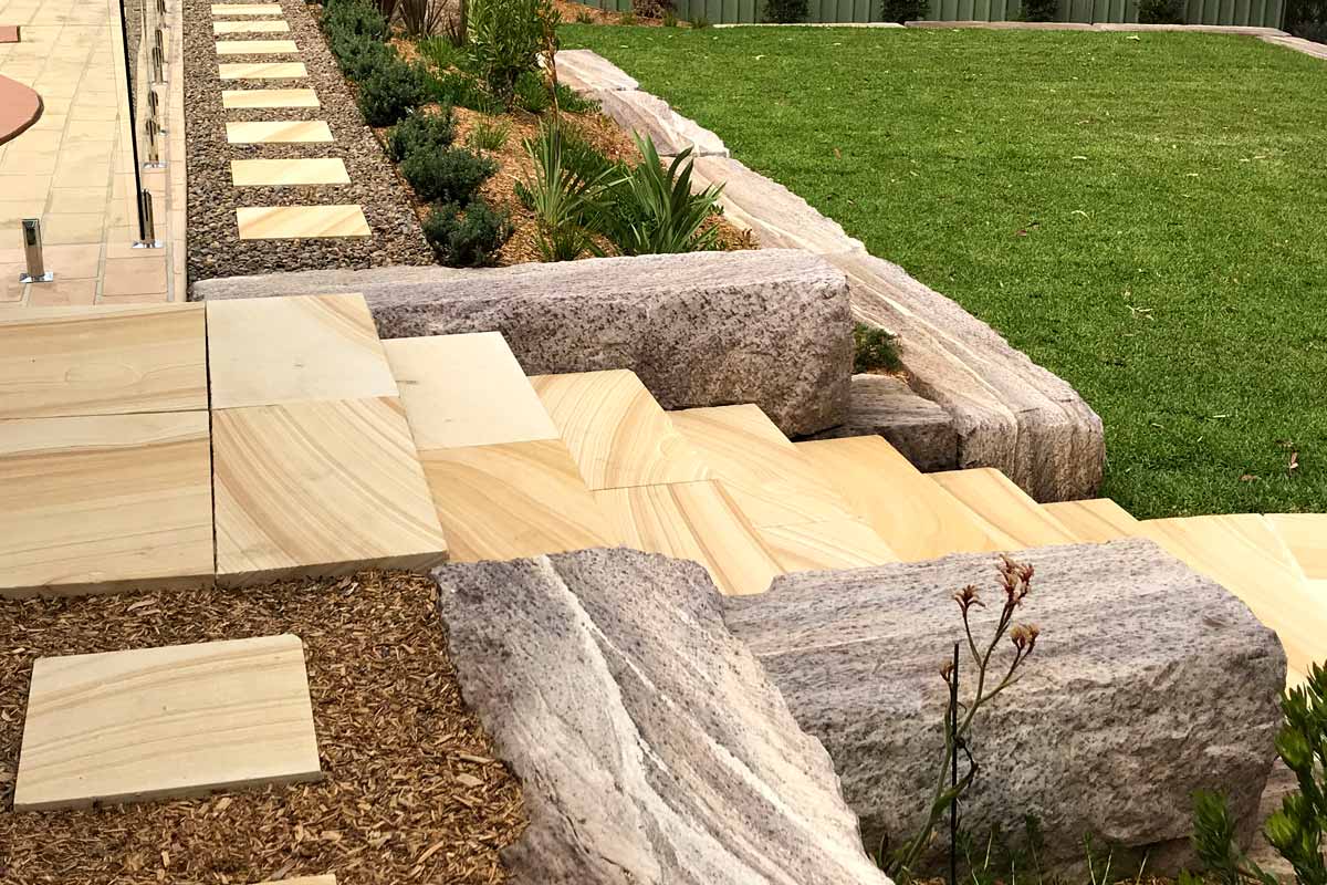 Sandstone Log Retaining Walls