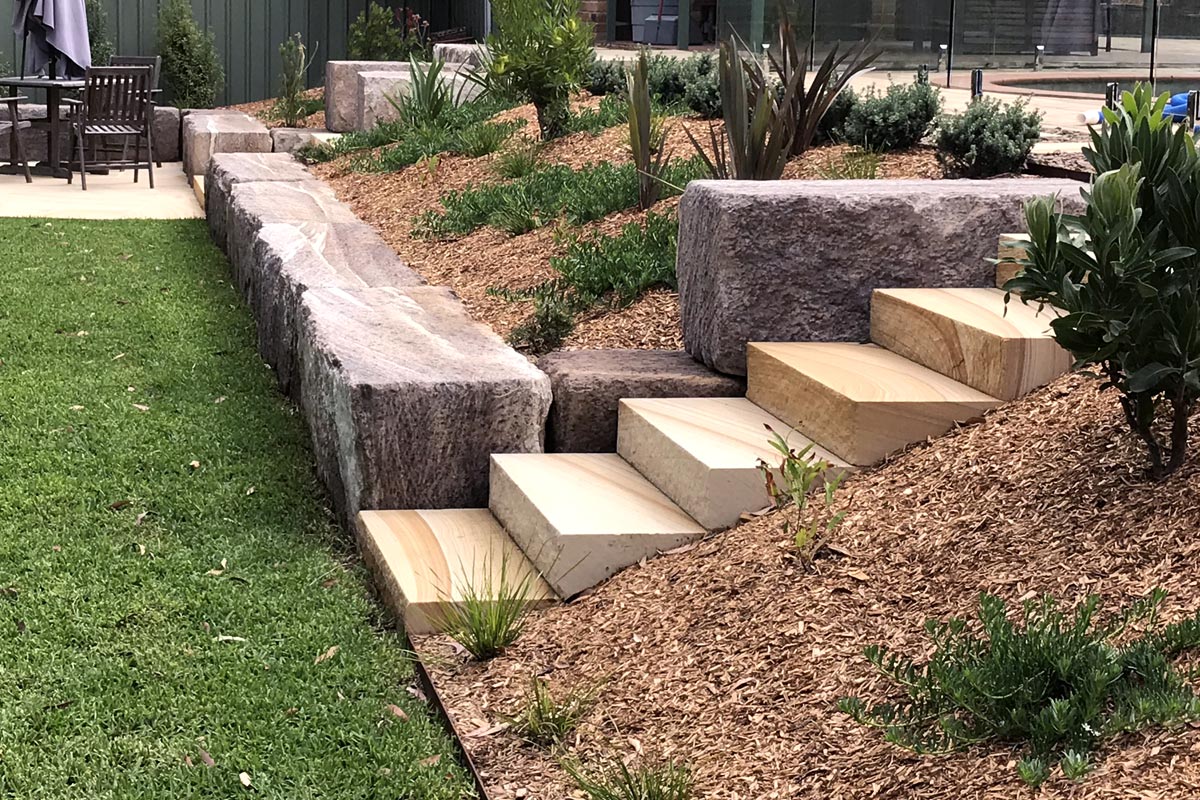 Valley Heights Landscaping Garden Area Sandstone Stairs